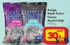 AMİGO SİYAH TUZLU/TUZSUZ AYÇEKİRDEĞİ 400 G AMİGO SİYAH TUZLU/TUZSUZ AYÇEKİRDEĞİ 400 G